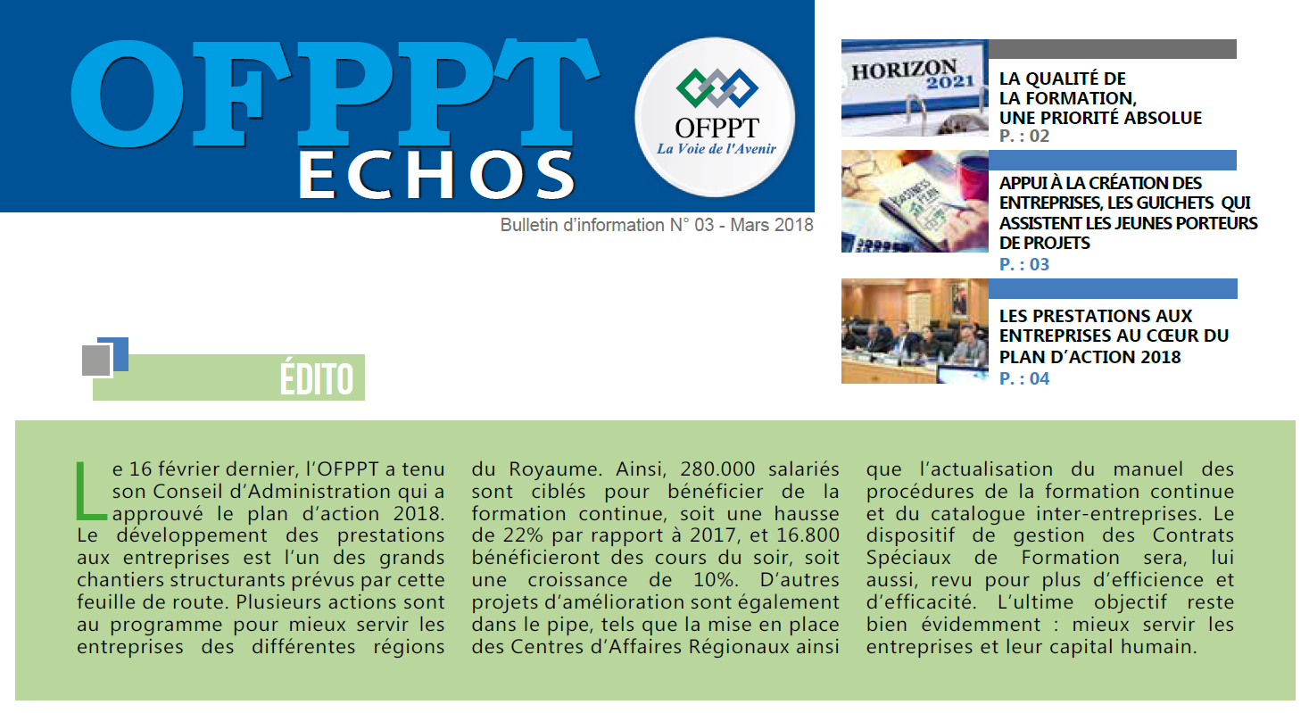 OFPPT Echos No. 03 - March 2018