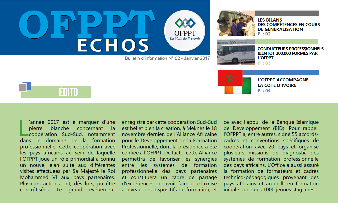 OFPPT Echos N° 02 - Janvier 2017